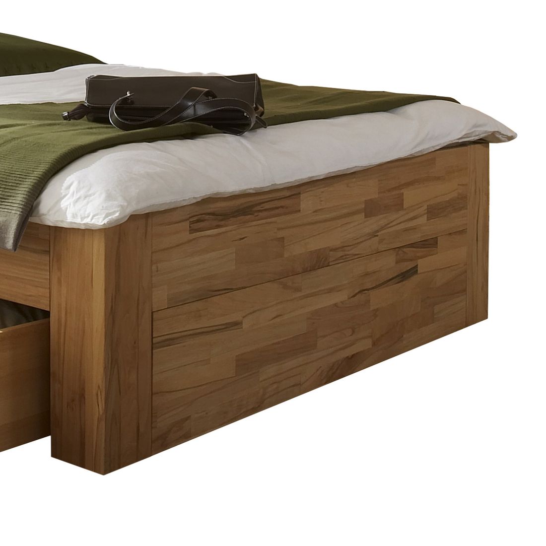 Doppelbett Andalucia Komfort Kernbuche Massivholz mit Schubkasten