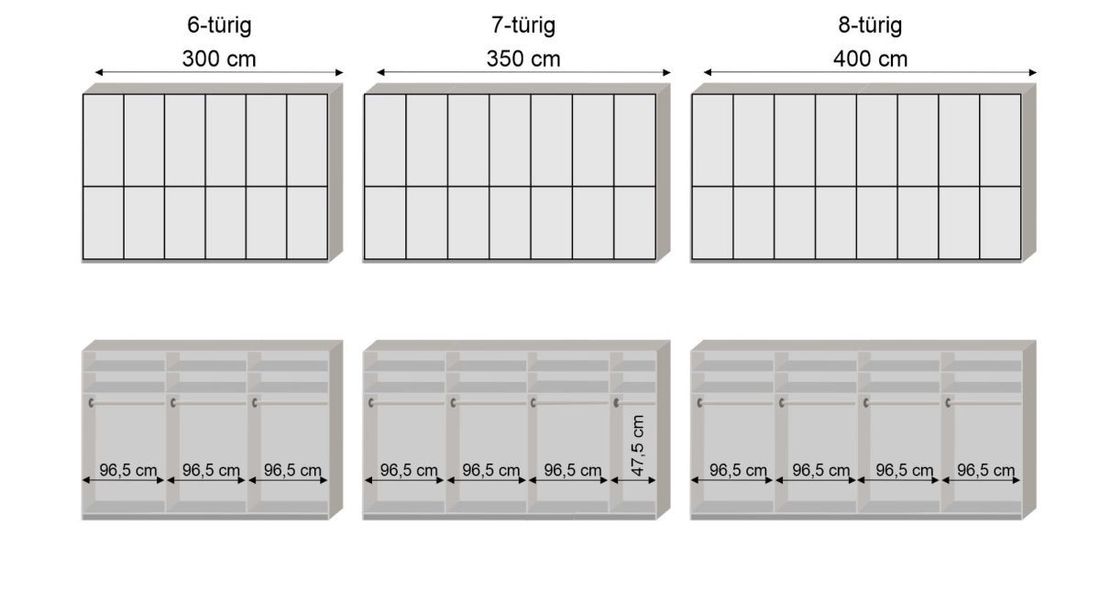 Drehtüren-Kleiderschrank Loyd mit Glasfront