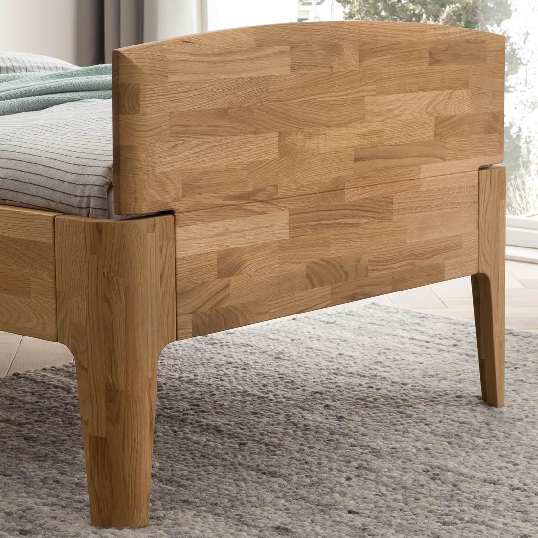 Einzelbett Stanis Komfort Eiche Massivholz