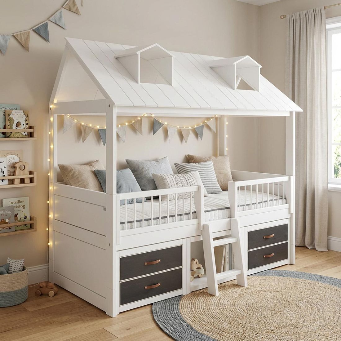 LIFETIME Hausbett Beachhouse Kiefer Massivholz mit Lattenrost