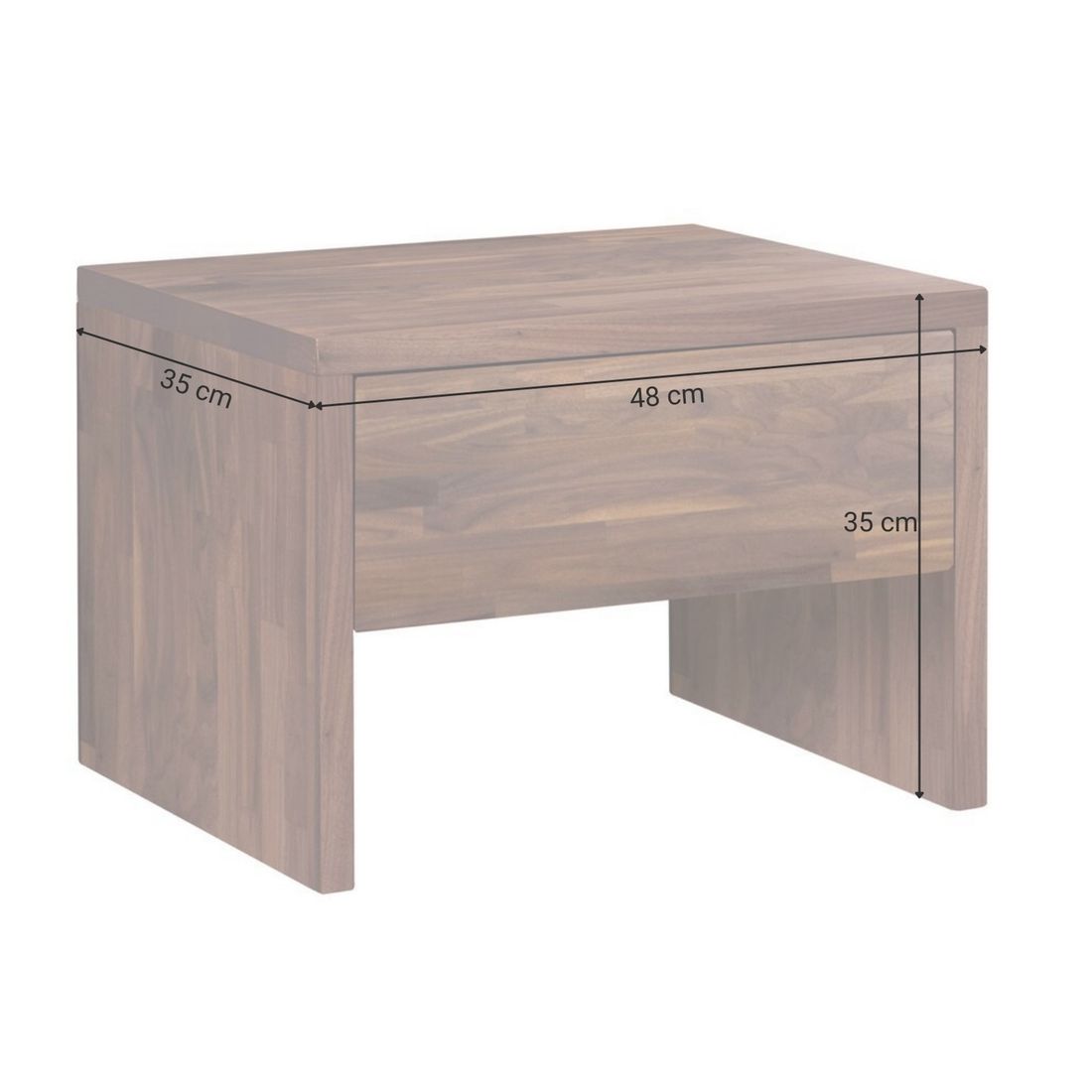 Nachttisch Carman Nussbaum Massivholz H 35cm