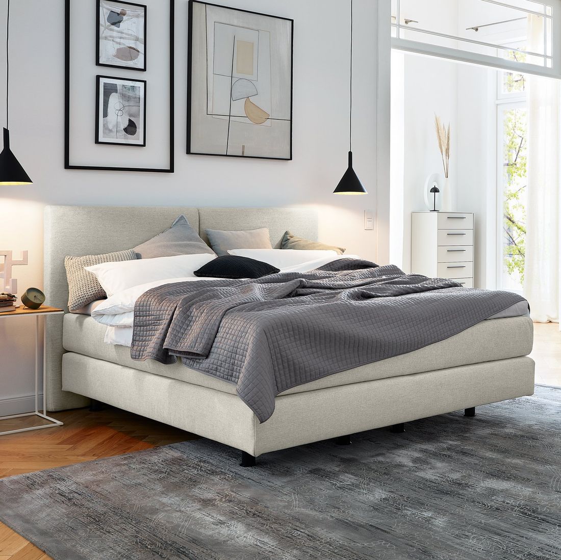 MUSTERRING Boxspringbett Elias Kopfteil geradlinig