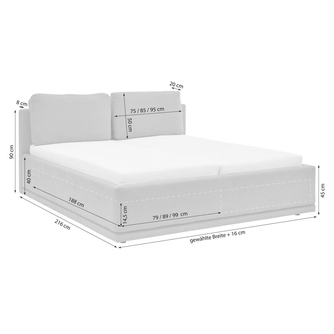 Musterring Polsterbett JustB! SC 200 Komfort Webstoff mit Bettkasten und Lattenrost