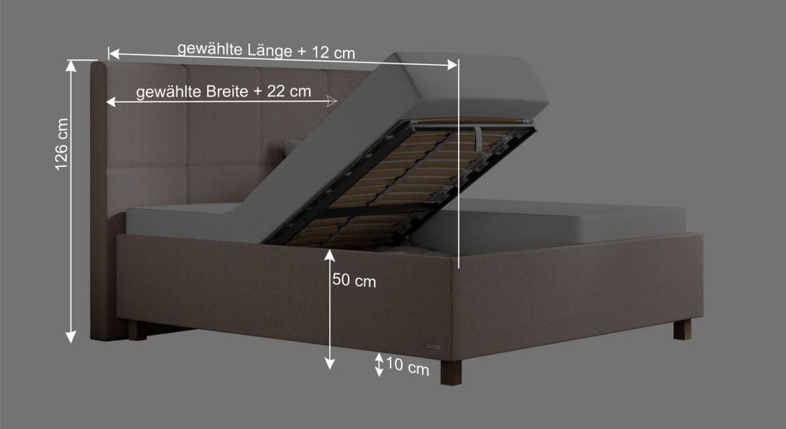 SCHLARAFFIA Polsterbett Chicago Komfort Microvelours mit Bettkasten und Lattenrost