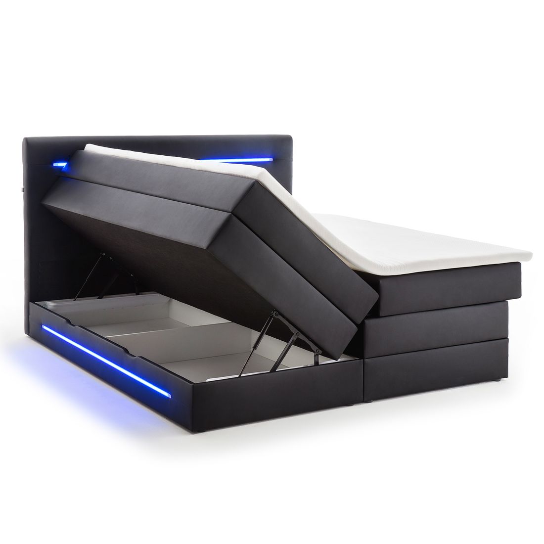 Boxspringbett Tollocan Kunstleder mit Beleuchtung und Bettkasten