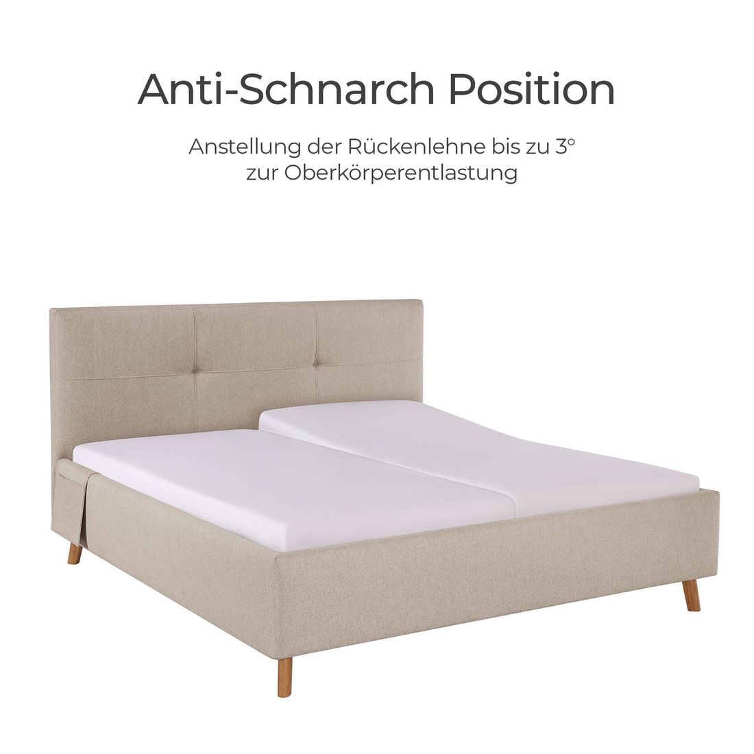 Polsterbett Henriette Komfort Webstoff mit Pflegebett-Funktion und Lattenrost