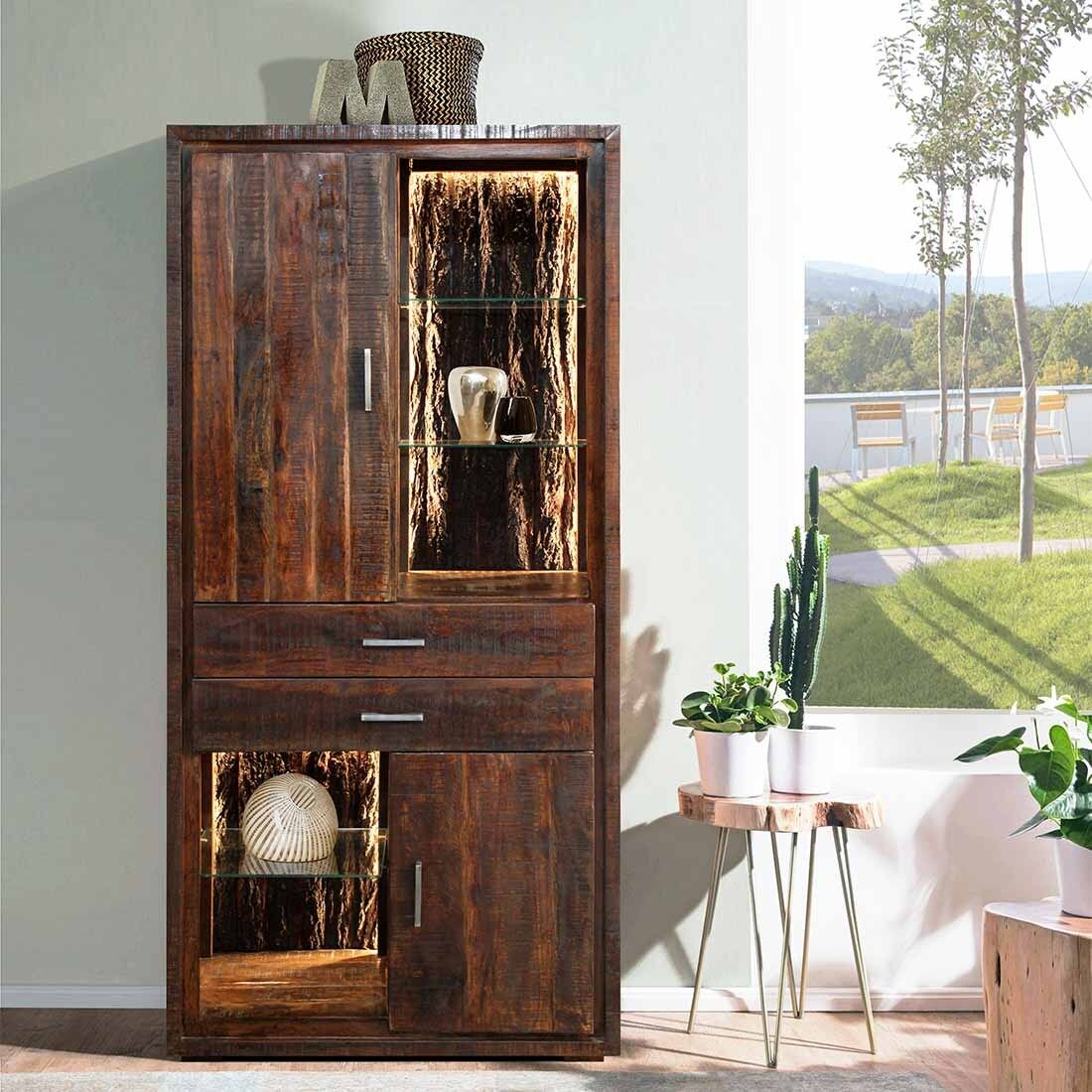 Wolf Möbel Bark Hochschrank mit Beleuchtung 88x40x180 cm