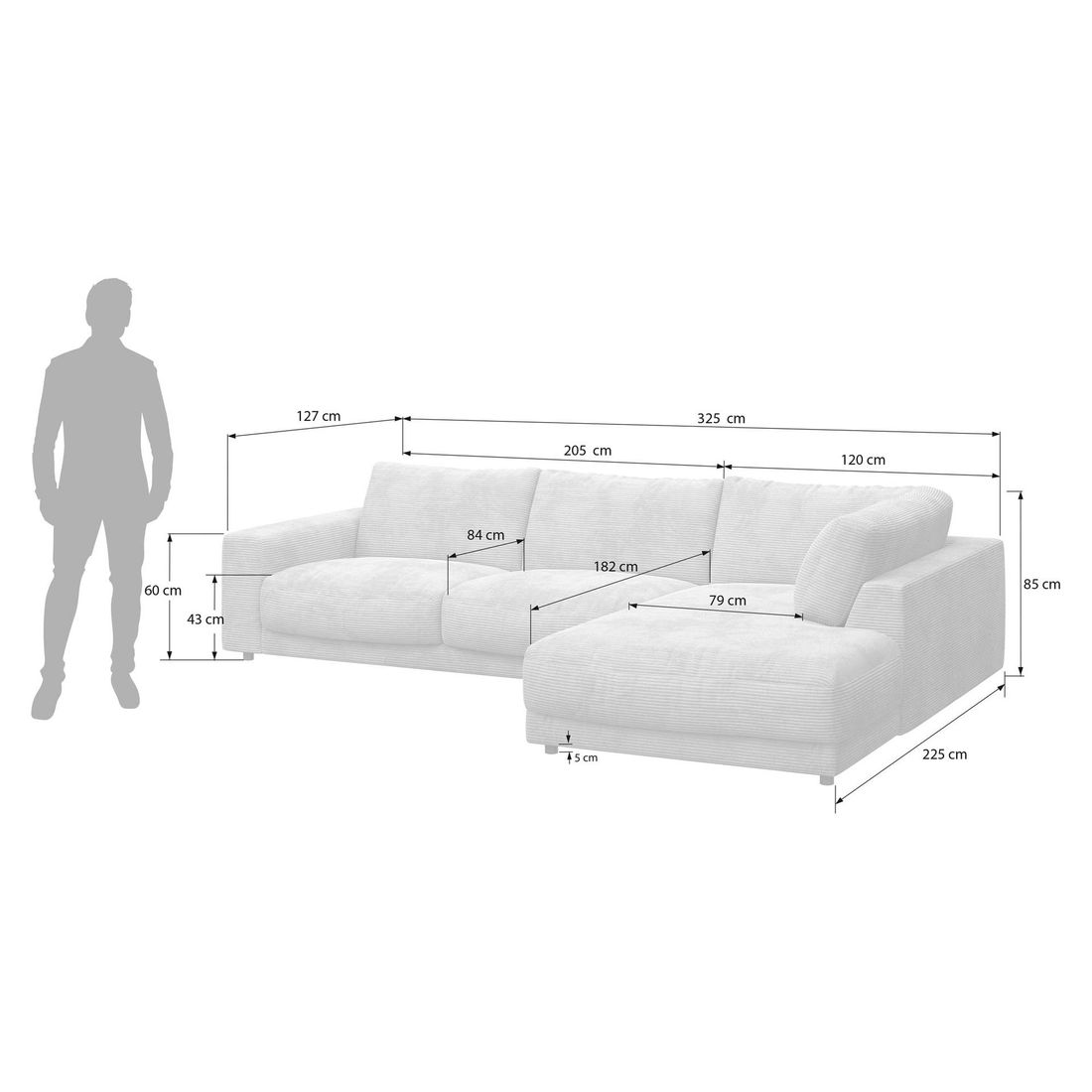 HOMELIV. Ecksofa Bahia 325x225x85cm