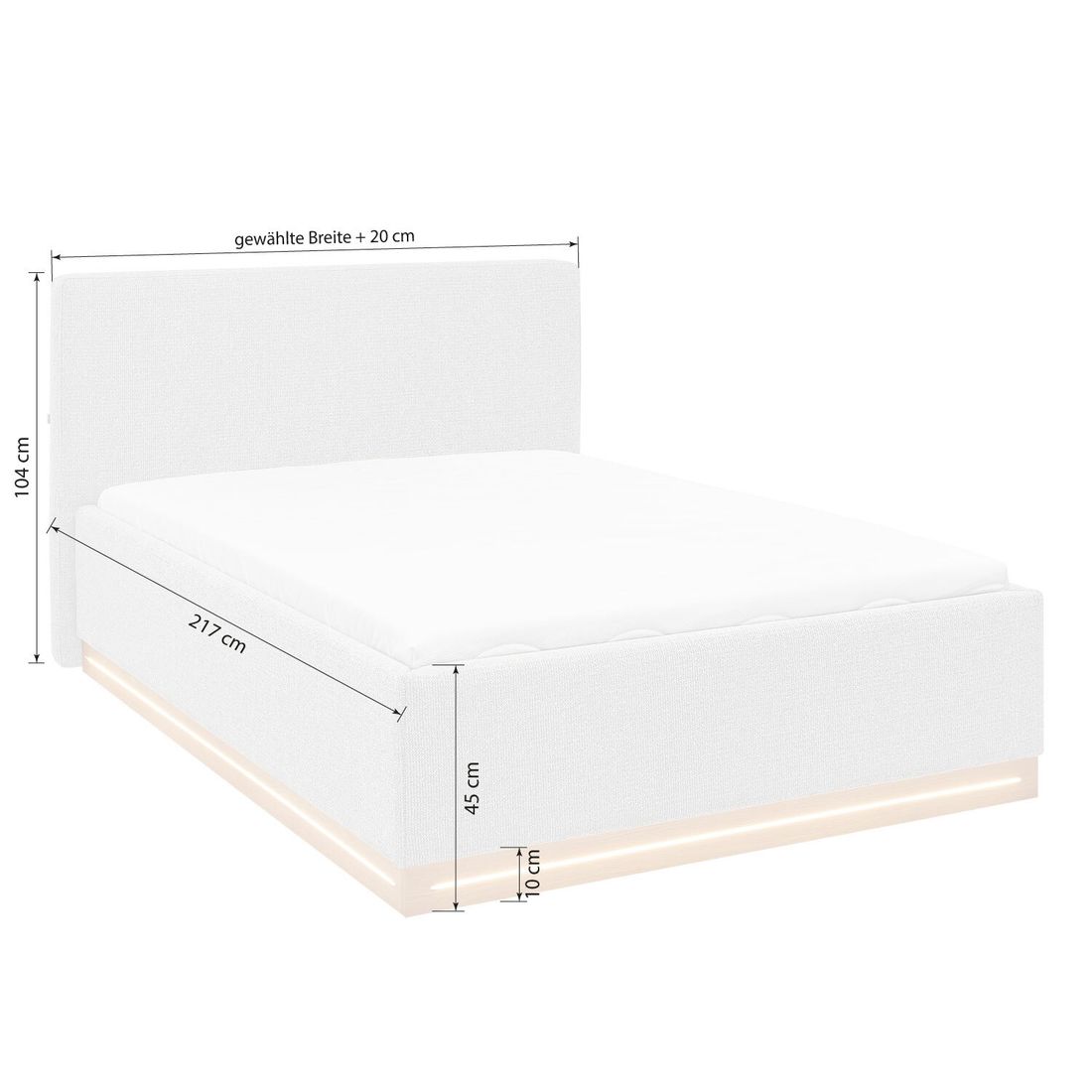 set one Polsterbett Franklin Komfort Strukturstoff KT2 S1 mit Bettkasten und Lattenrost