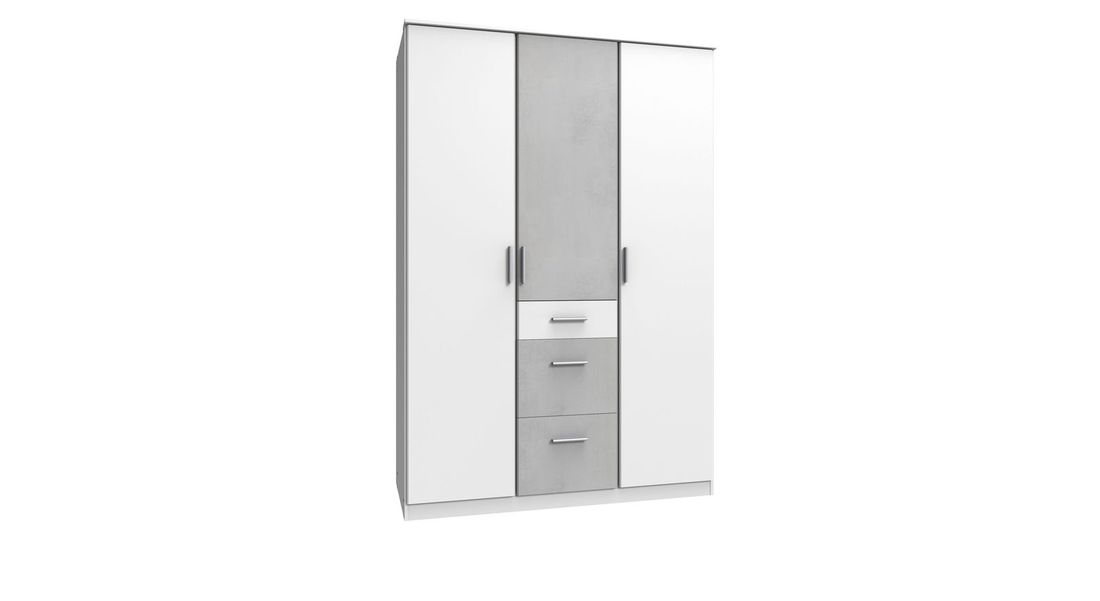 Drehtüren-Kleiderschrank Porvenir mit Schubladen und Innenausstattung H 199cm