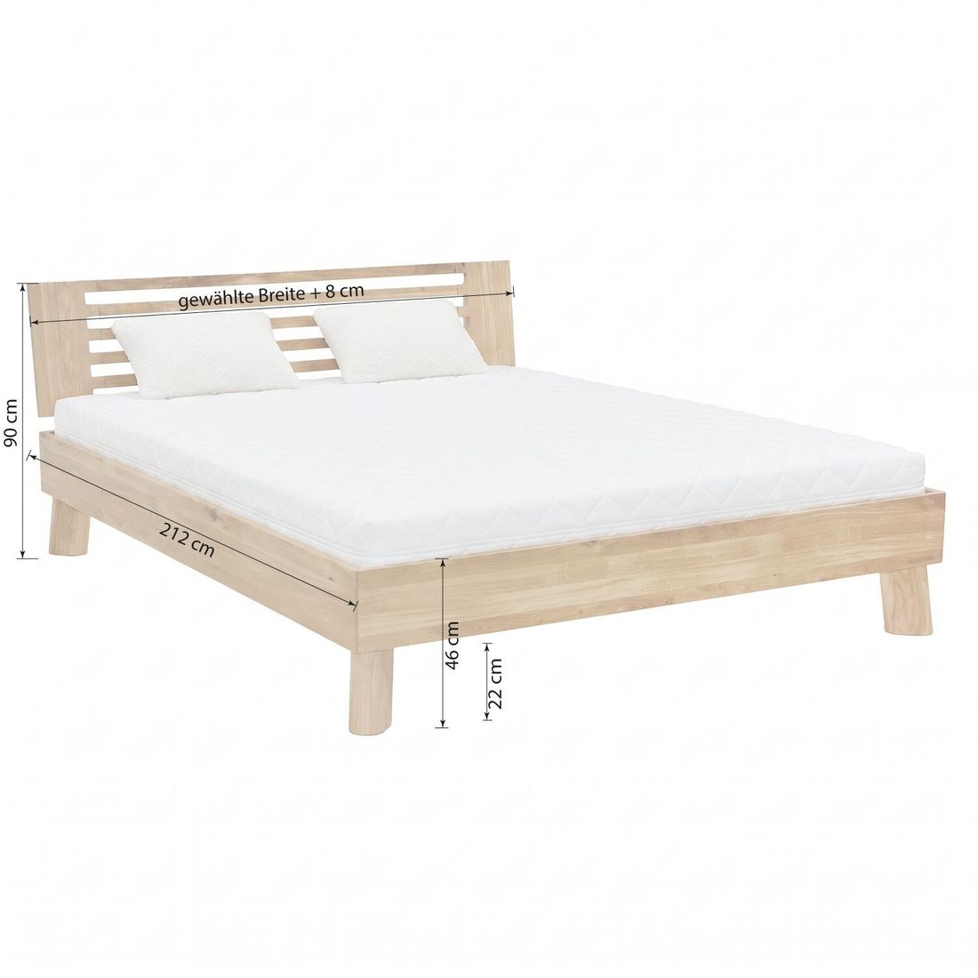 HOMELIV. Doppelbett Vivien Komfort Wildeiche Massivholz
