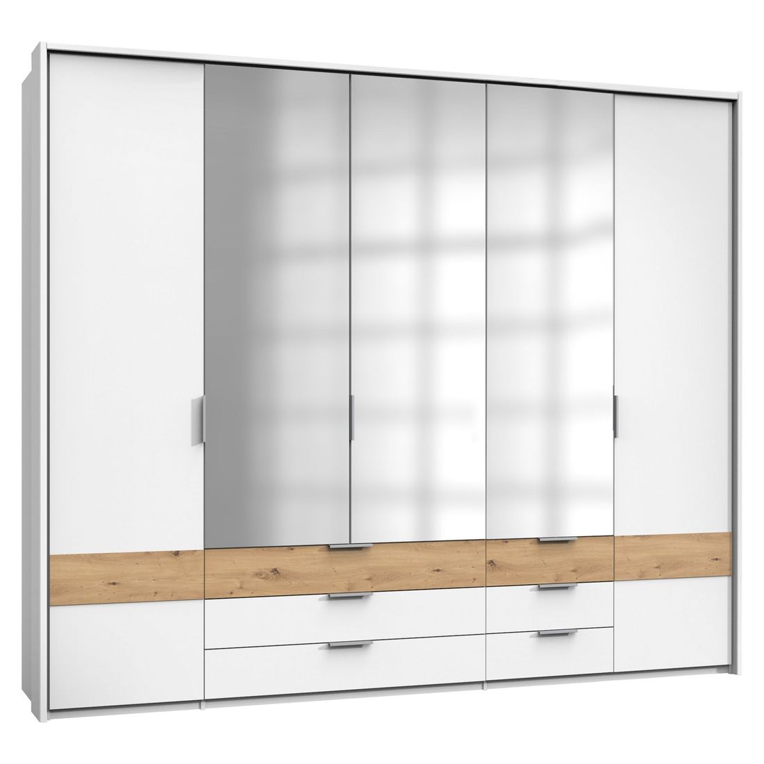 Drehtürenschrank Eluan mit Spiegel und Schubladen H 208cm
