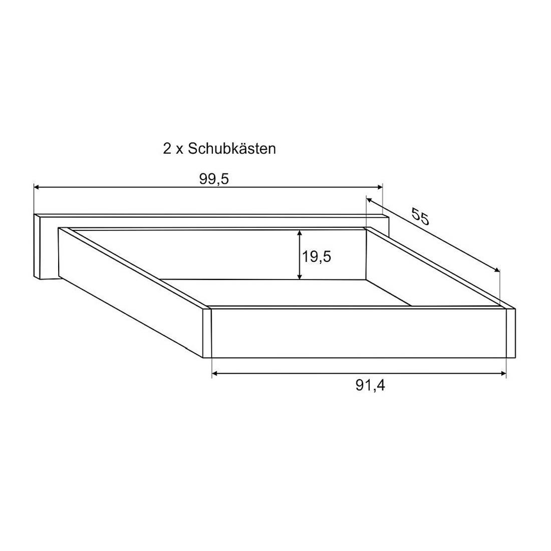 Bett Dänemark Komfort Kiefer/Kernbuche Massivholz mit Schubkasten