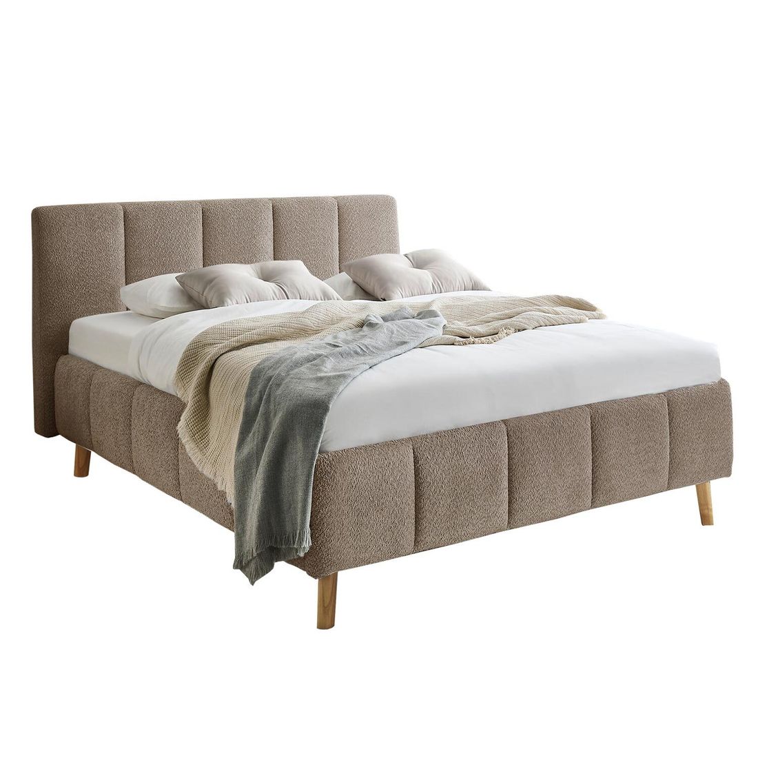 Polsterbett Mavio Komfort Bouclé mit Bettkasten und Lattenrost
