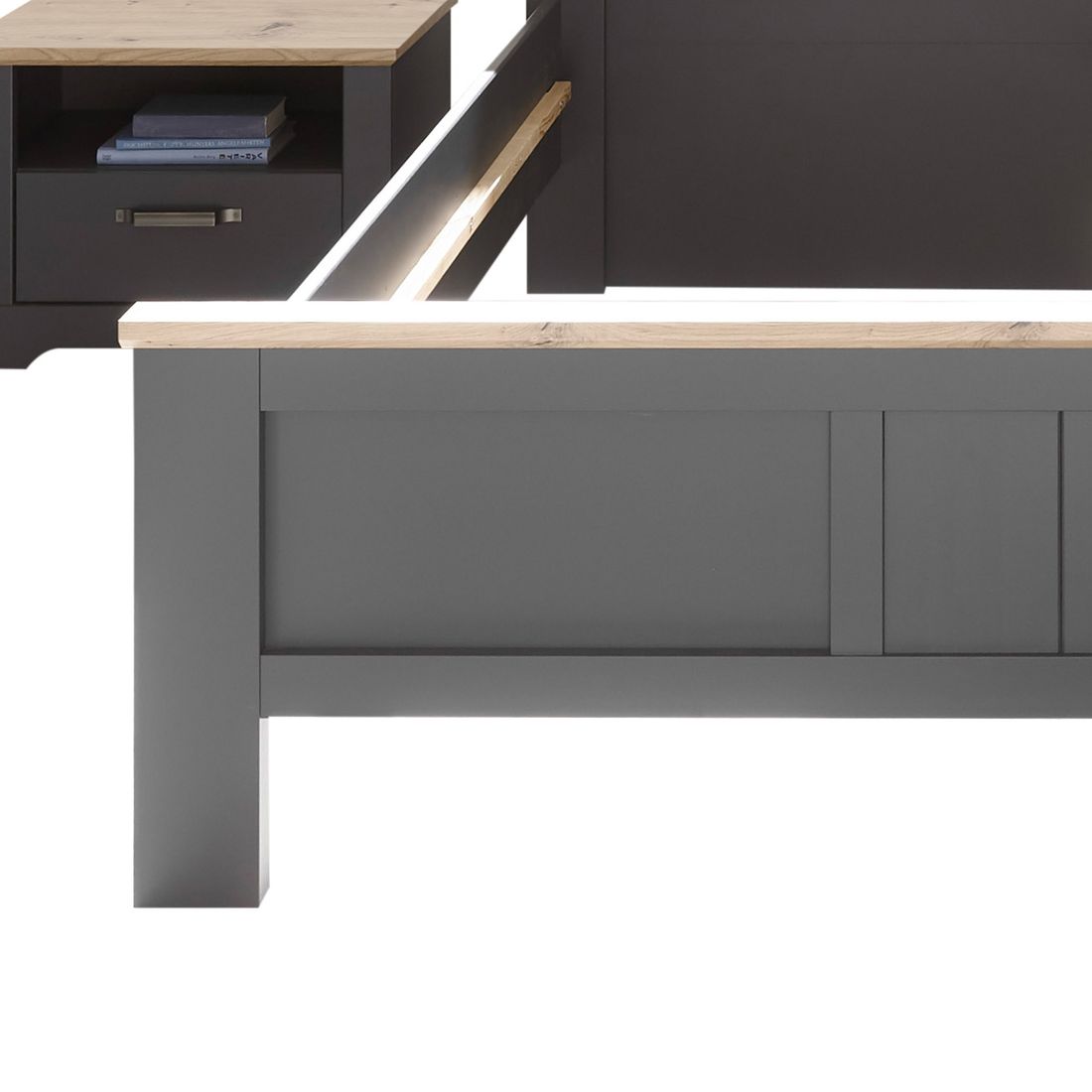 Bett Doriga Komfort Eiche Dekor mit Nachttischen 180x200cm