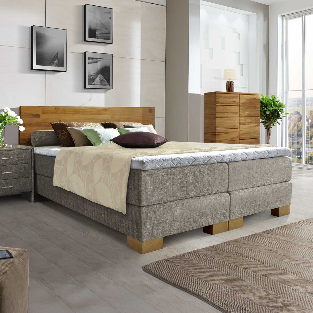HOMELIV. Boxspringbett Salvatore Webstoff
