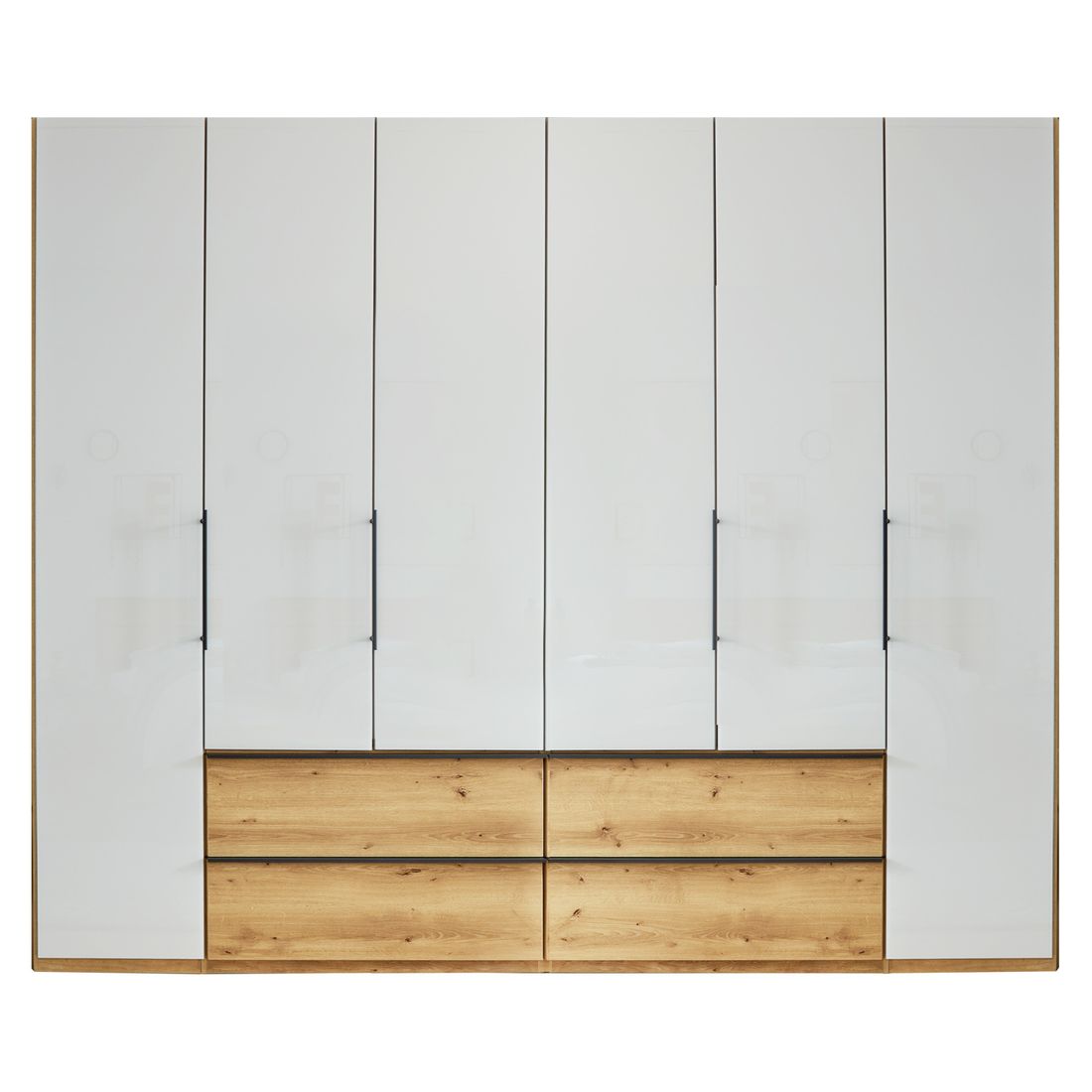 Interliving Drehtüren-Kleiderschrank 1205 Eiche Dekor mit Glasfront und Schubladen