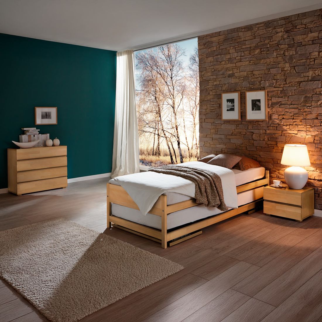 Ausziehbett On Top Buche Massivholz mit Lattenrost