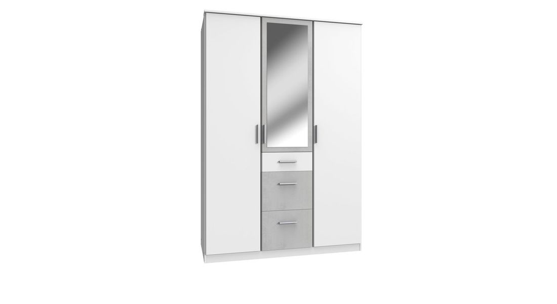 Drehtüren-Kleiderschrank Porvenir mit Schubladen und Innenausstattung H 199cm