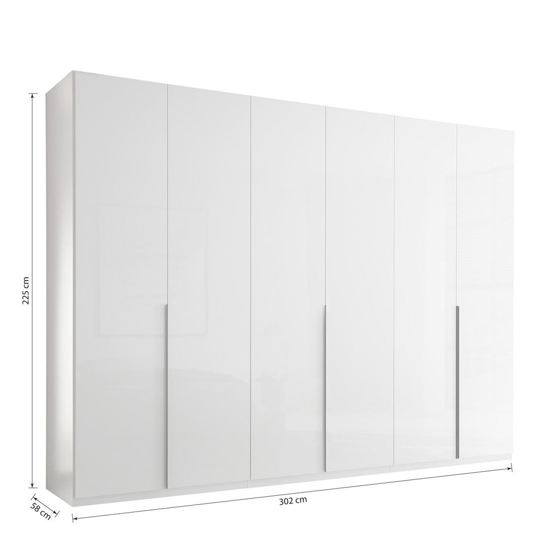 Drehtüren-Kleiderschrank Torvian 302x225cm mit Innenausstattung Weiß Hochglanz