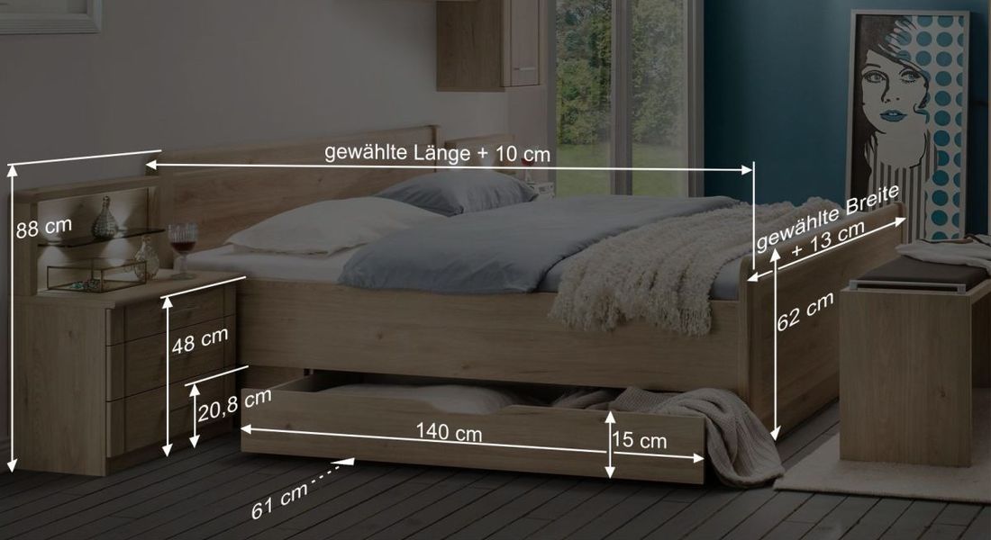 Doppelbett Telford Komfort Eiche Dekor