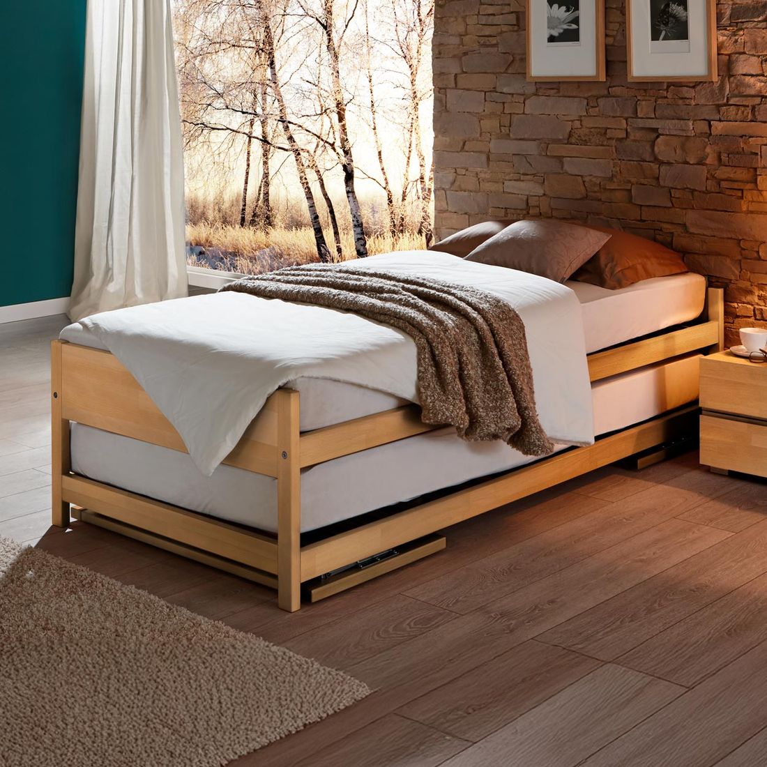 Ausziehbett On Top Buche Massivholz mit Lattenrost