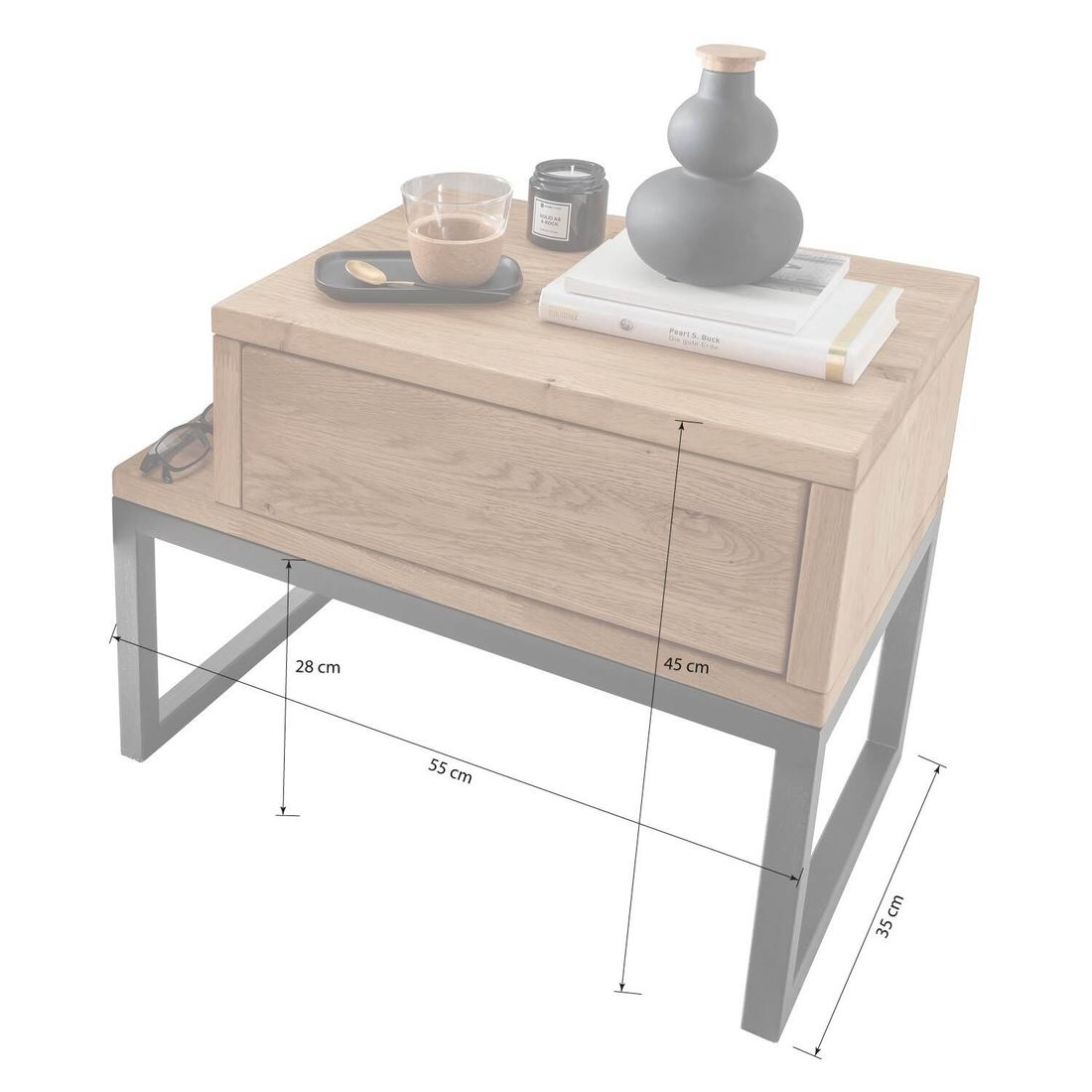 Nachttisch Verbena Wildeiche Massivholz H 45cm