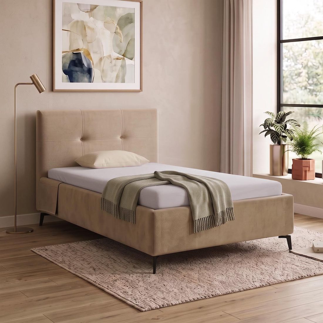 Polsterbett Josephine Komfort Velours mit Pflegebett-Funktion und Lattenrost