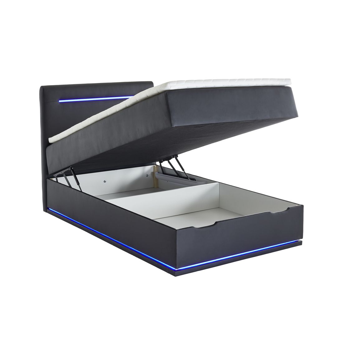 Boxspringbett Xaya Kunstleder mit Beleuchtung und Bettkasten