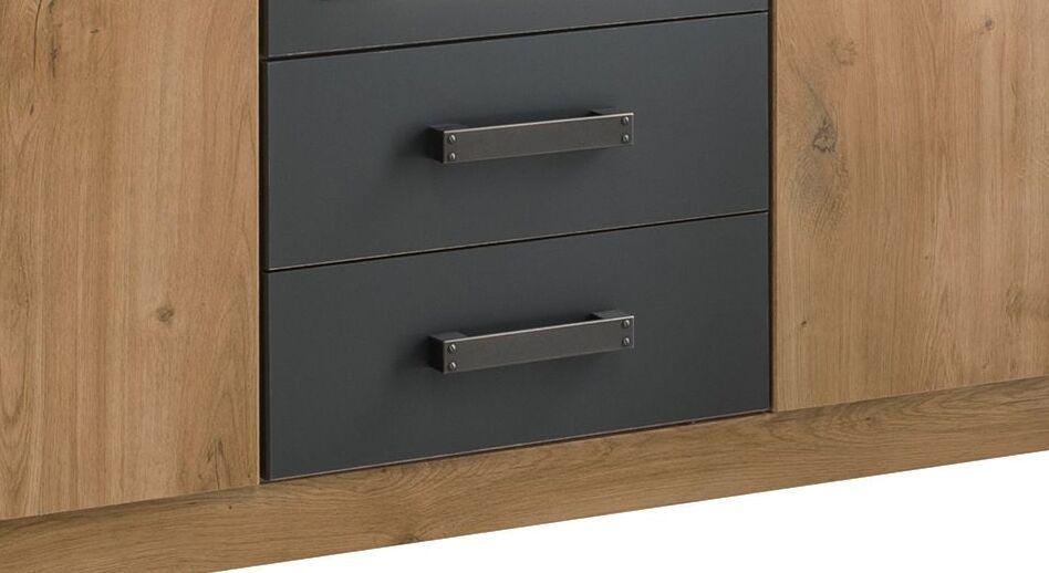 Drehtüren-Kleiderschrank Borlotto Eiche Dekor mit Schubladen