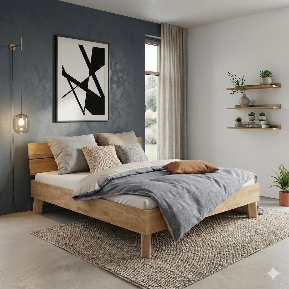 HOMELIV. Doppelbett Fiete Komfort Wildeiche Massivholz