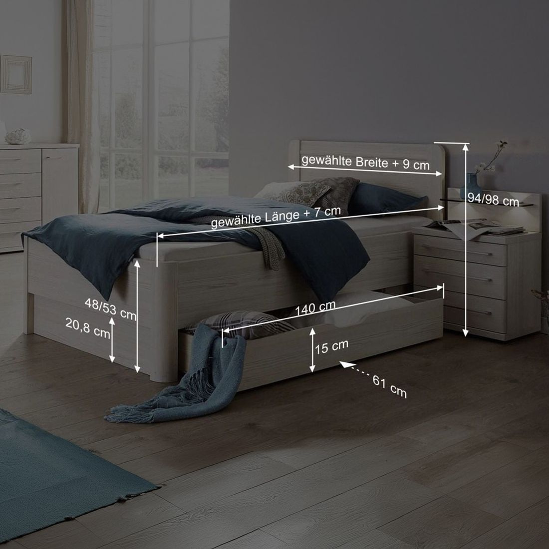 Einzelbett Apolda Komfort Lärche Dekor