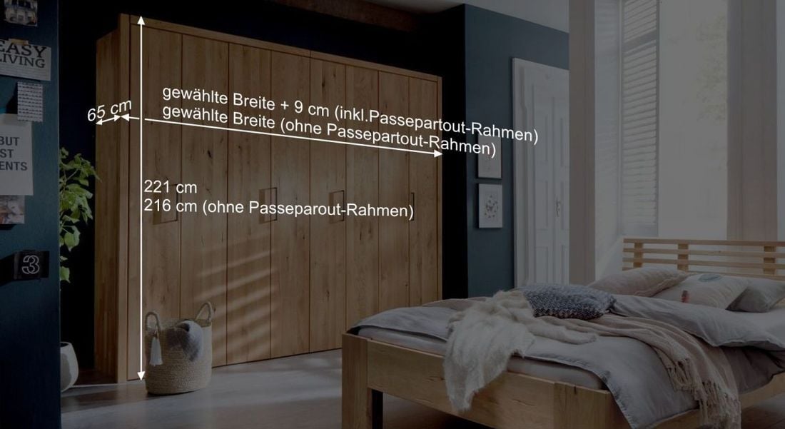Falttüren-Kleiderschrank Lisana Wildeiche Massivholz