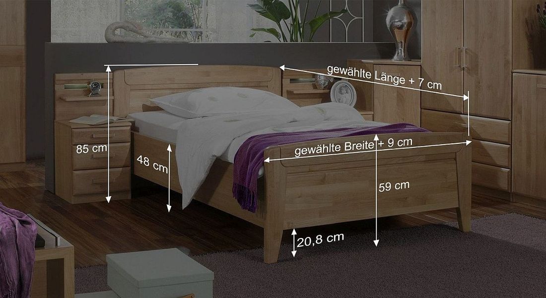 Seniorenbett Sanando Komfort Erle teilmassiv