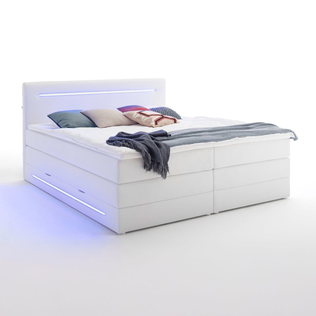 Boxspringbett Tarasco Kunstleder mit Beleuchtung und Bettkasten
