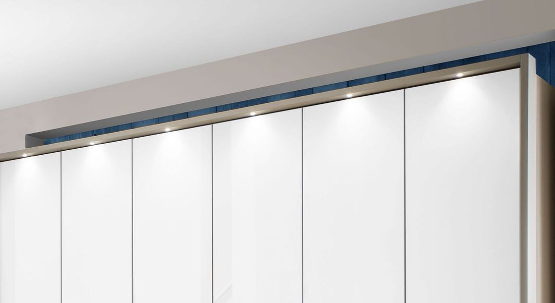 Drehtüren-Kleiderschrank Selca mit Glasfront und Schubladen