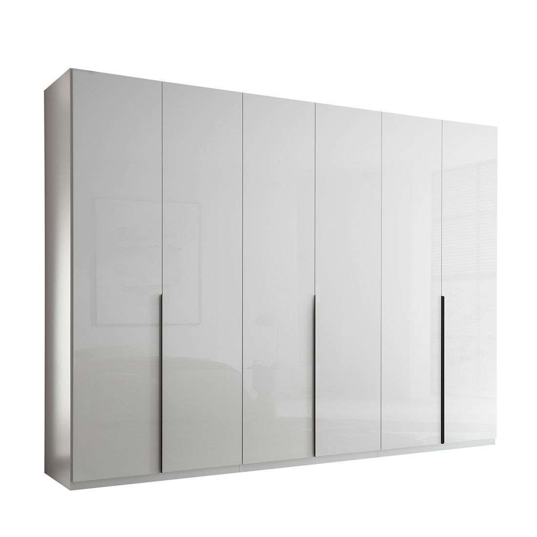 Drehtüren-Kleiderschrank Torvian 302x225cm mit Innenausstattung Weiß Hochglanz