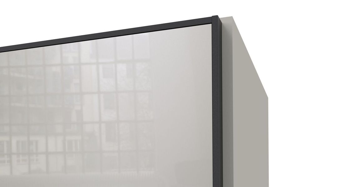 Drehtüren-Kleiderschrank Loyd mit Glasfront und Schubladen