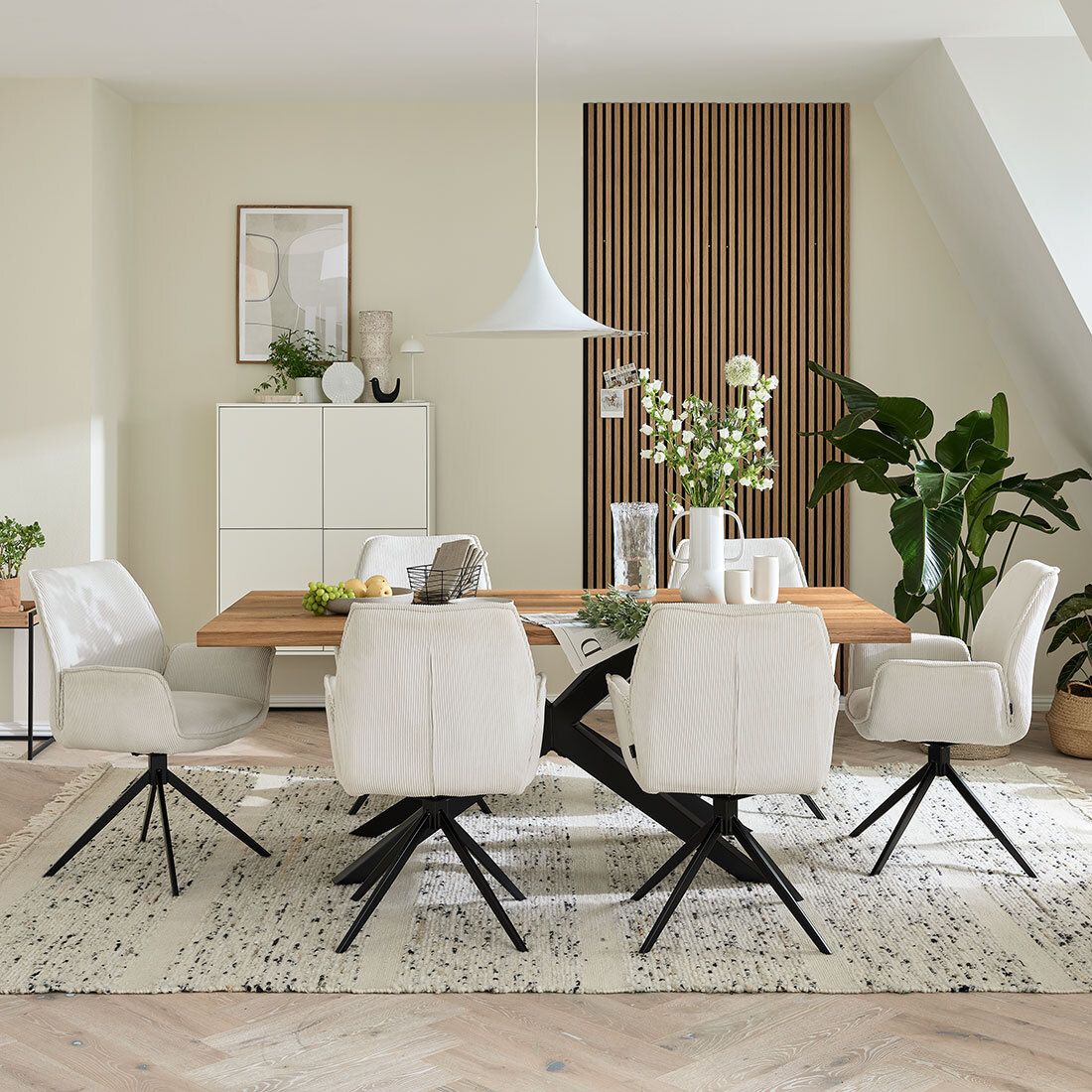 Musterring Essgruppe Tiama 7-tlg. Tisch 180x100cm Cord/Barock-Eiche