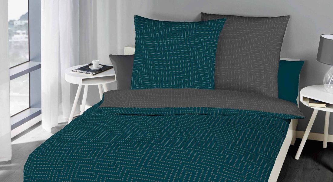Mako-Satin-Bettwäsche Labirinto Smaragd