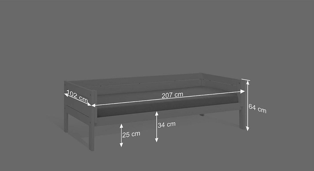 LIFETIME Mini-Hochbett 4-in-1 Kiefer Massivholz mit Lattenrost