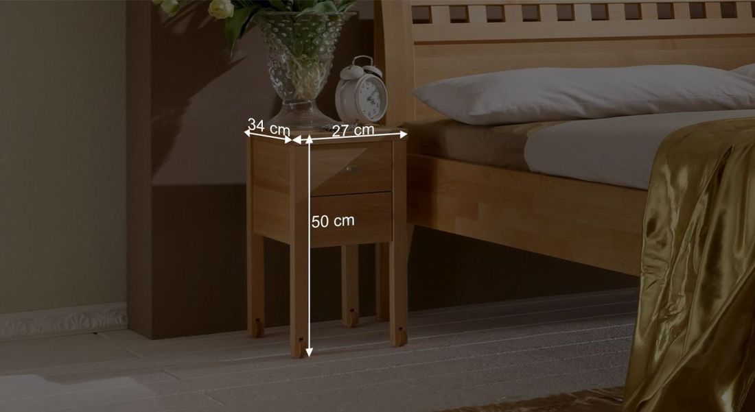 Nachttisch Aargau Kernbuche/Wildeiche Massivholz H 50 cm