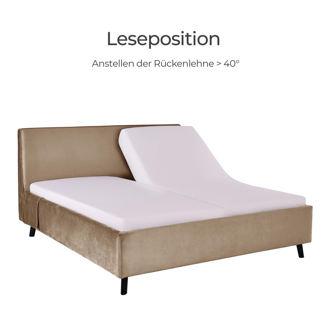 Polsterbett Thea Komfort Velours mit Pflegebett-Funktion und Lattenrost