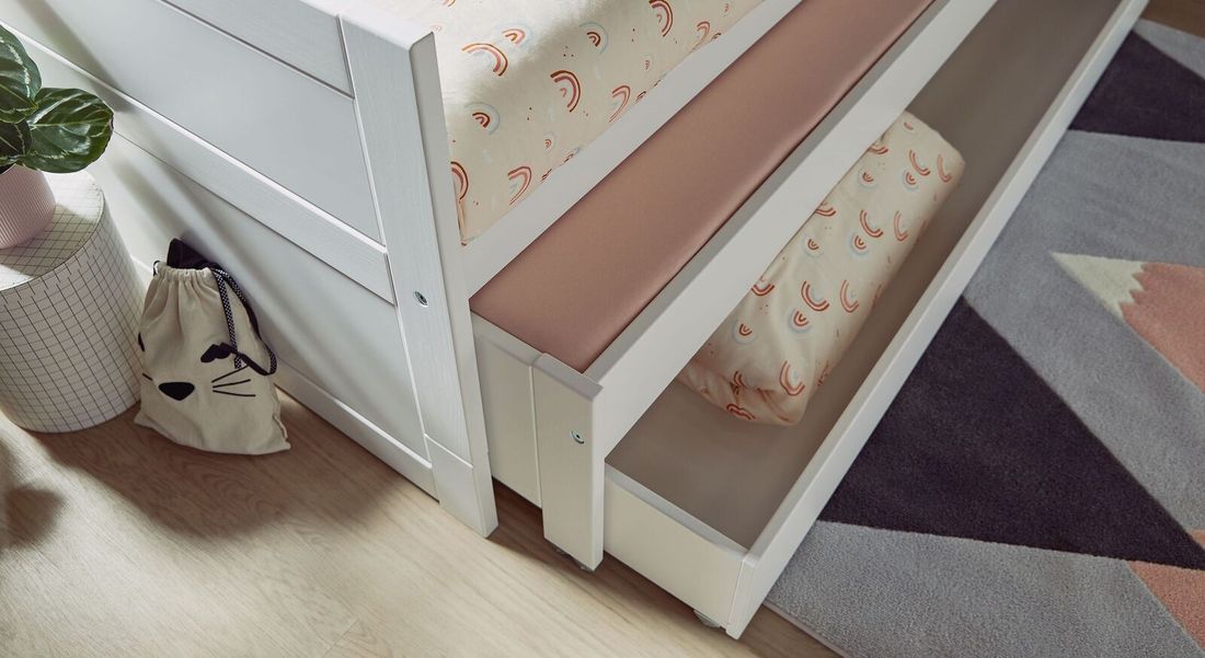 LIFETIME Kojenbett-Ausziehbett Original Kiefer Massivholz mit Lattenrost