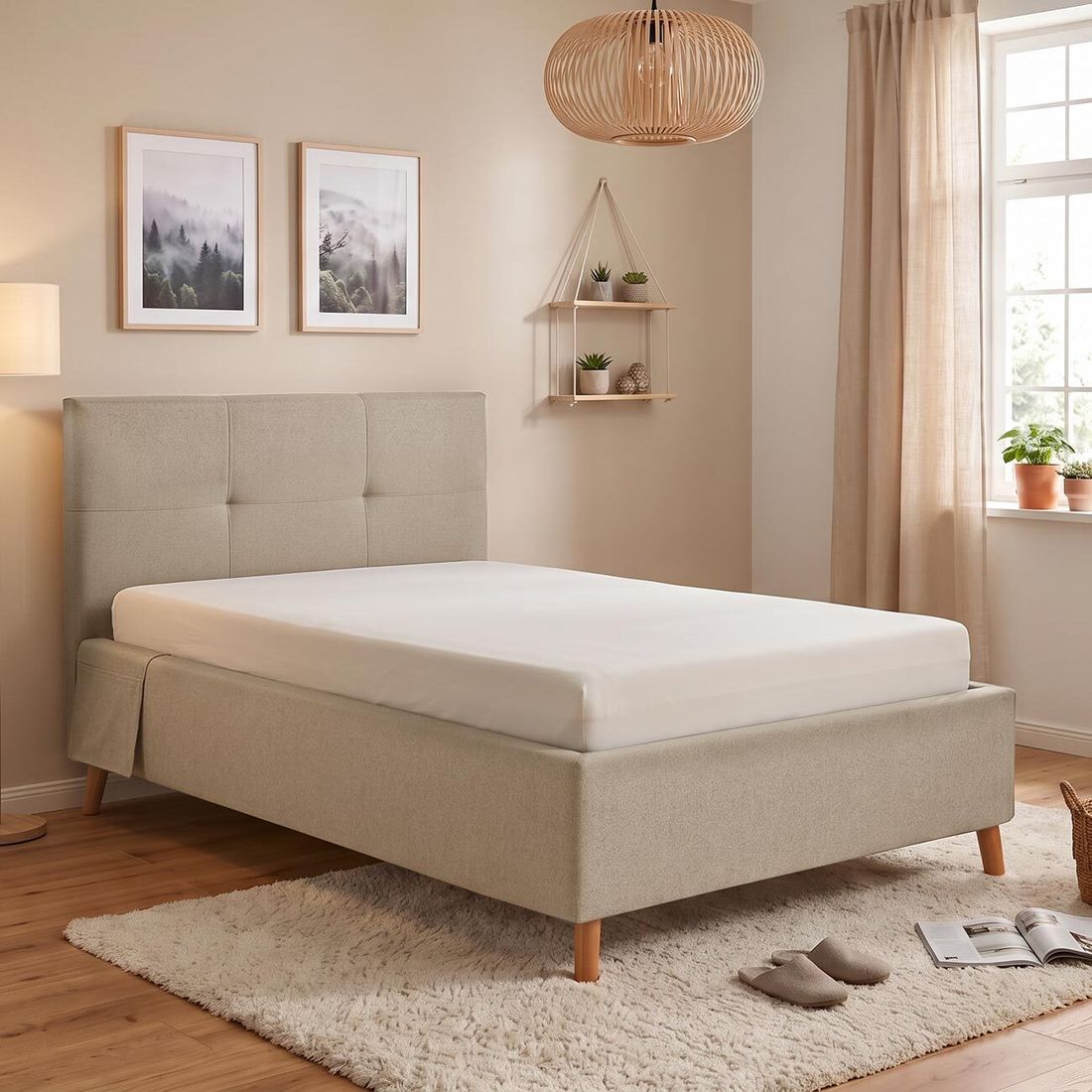Einzelbett Henriette Komfort Webstoff mit Pflegebett-Funktion und Lattenrost