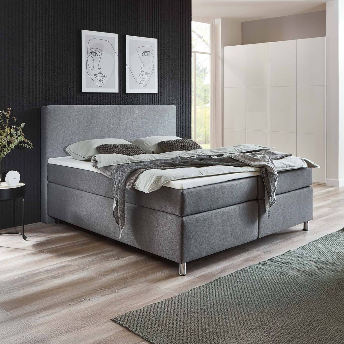 HOMELIV. Boxspringbett Carpo Webstoff