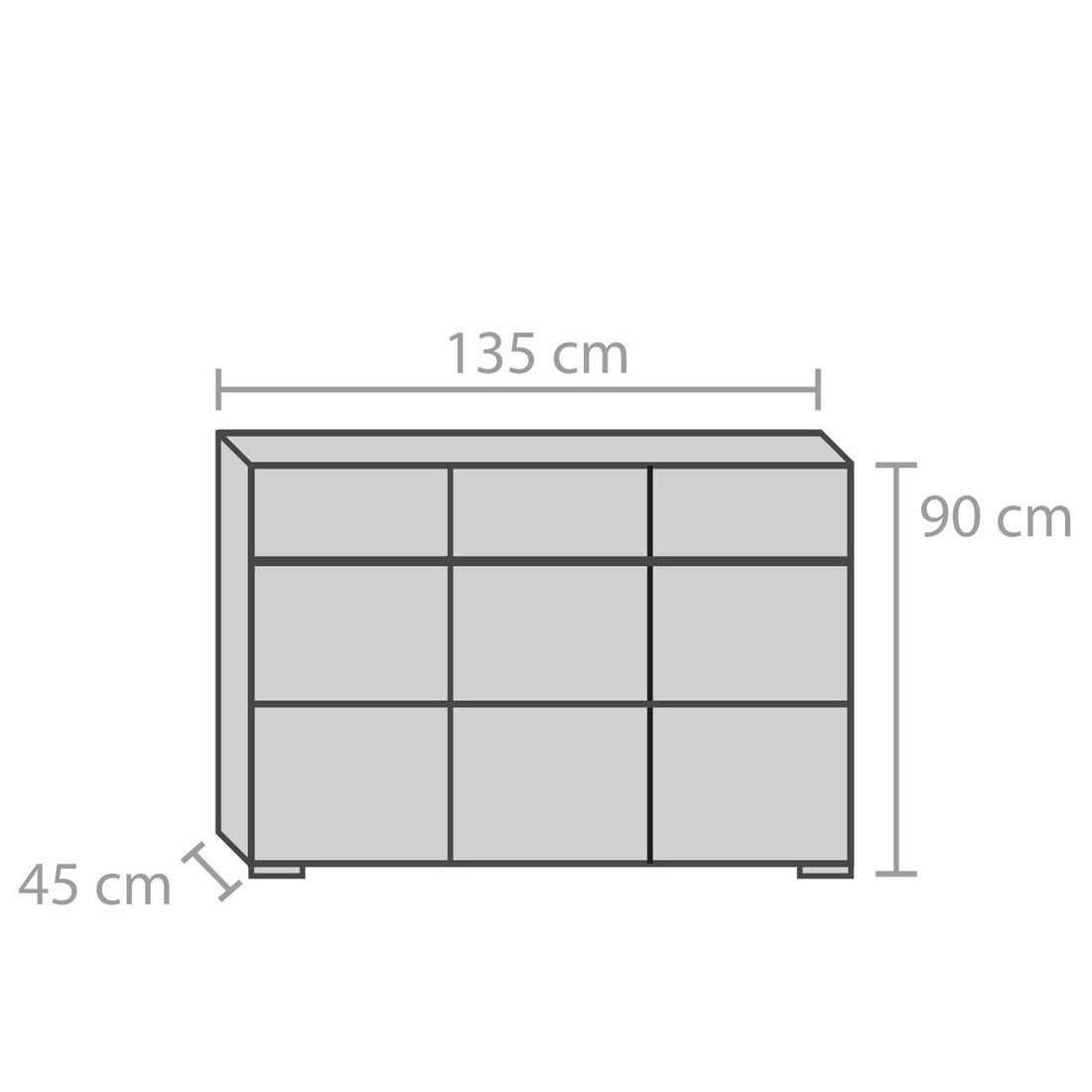 Sideboard Andalucia Variante 4 Kernbuche/Wildeiche Massivholz mit Schubladen