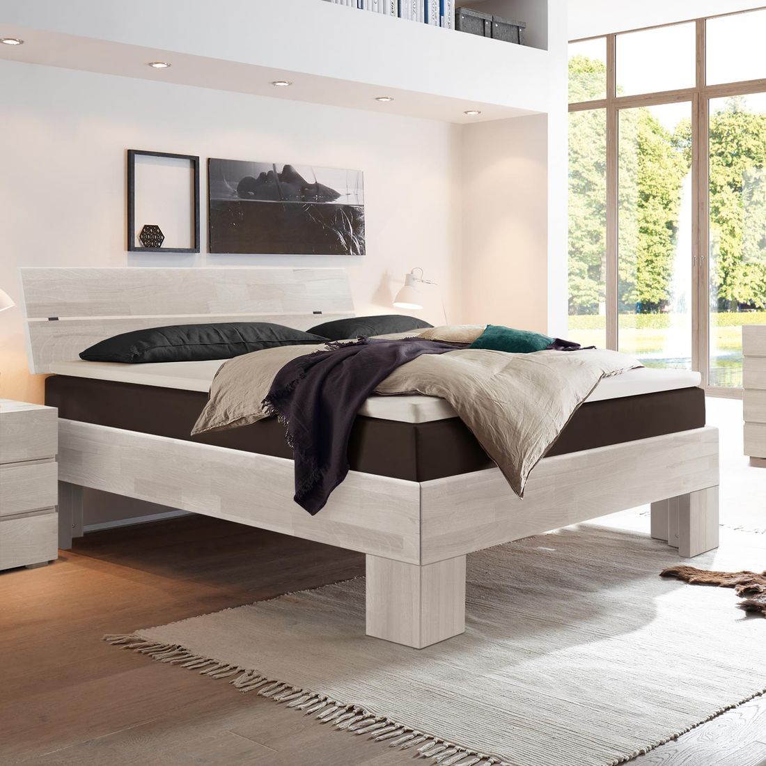 Boxspringbett Port-Louis Buche Massivholz