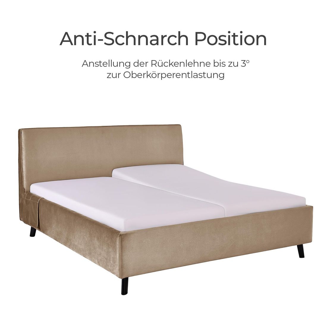 Polsterbett Thea Komfort Velours mit Pflegebett-Funktion und Lattenrost