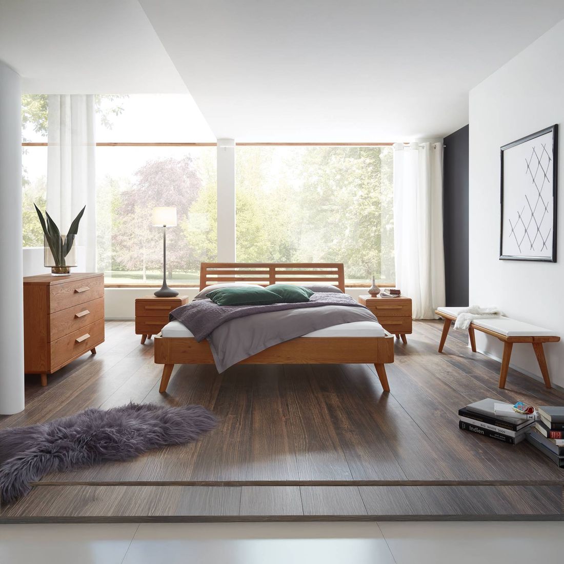 Bett Santa Rosa Eiche Massivholz